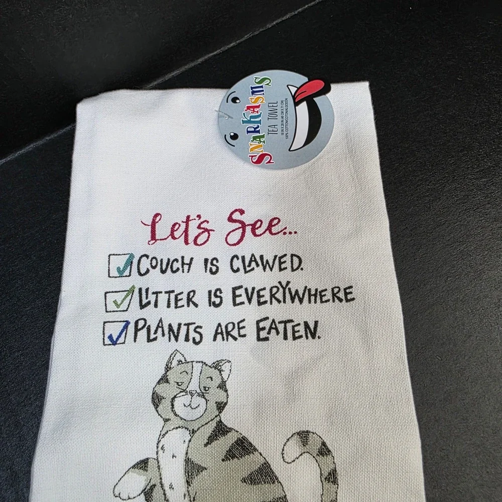 Kay Dee Designs Snarkasms Tea Towel Gray Tabby Cat Humorous Funny‎ Kitchen Gift